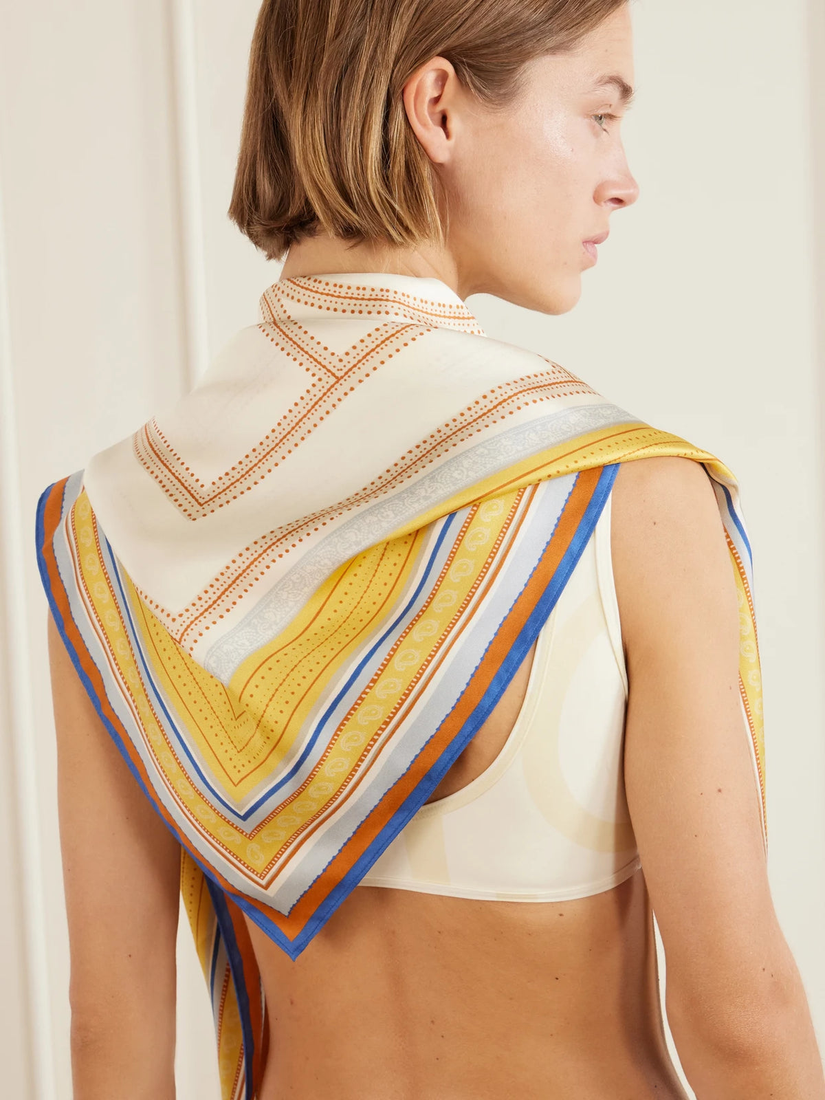 Image of Scarves & Shawls. Product name - Printed Silk-twill Scarf in Yellow colour by brand - TOTEME