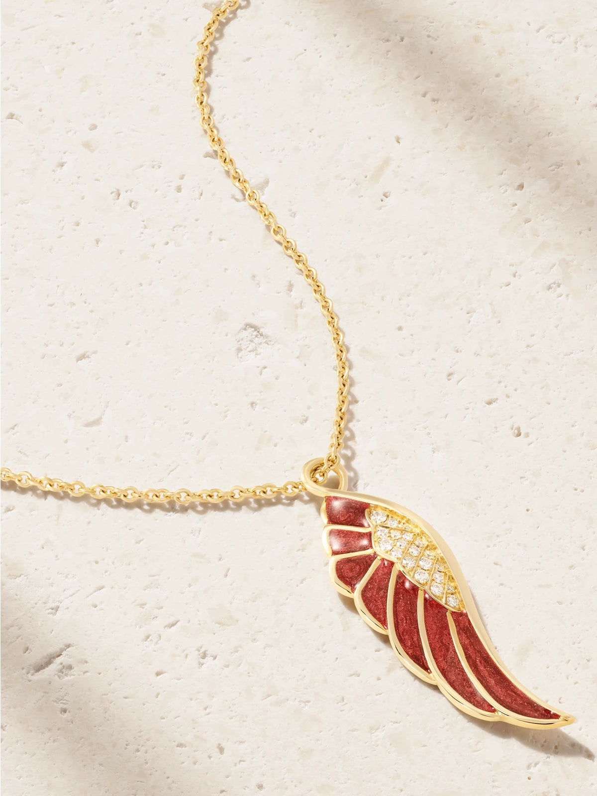 Wings 18-karat Gold, Diamond And Enamel Necklace
