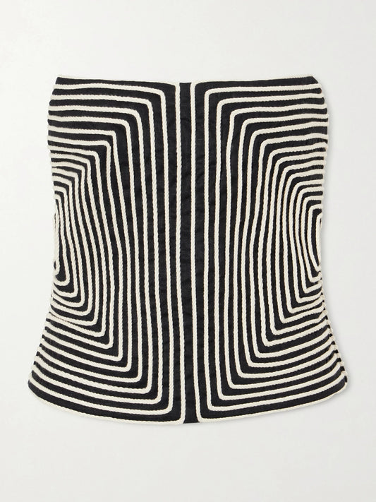 Nyota Alma Embroidered Linen-blend Bustier Top