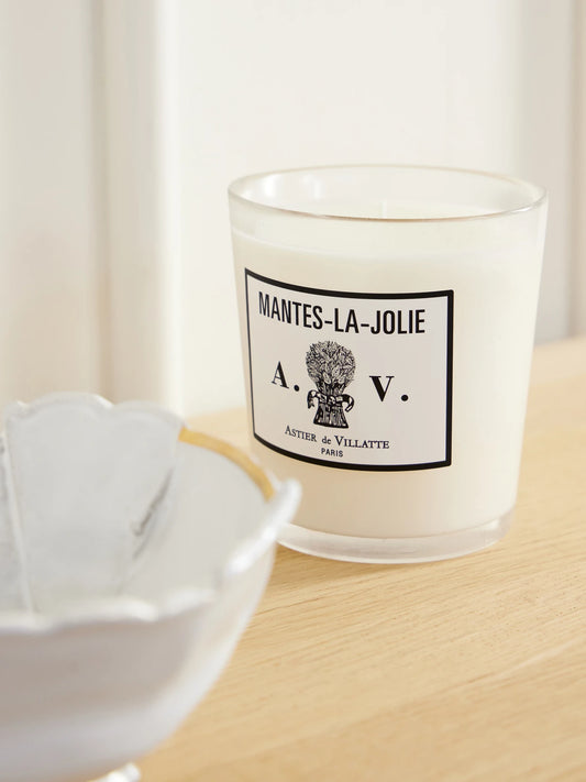 Image of Perfumes & Colognes. Product name - Mantes-la-jolie Scented Candle, 260grs in White colour by brand - Astier De Villatte
