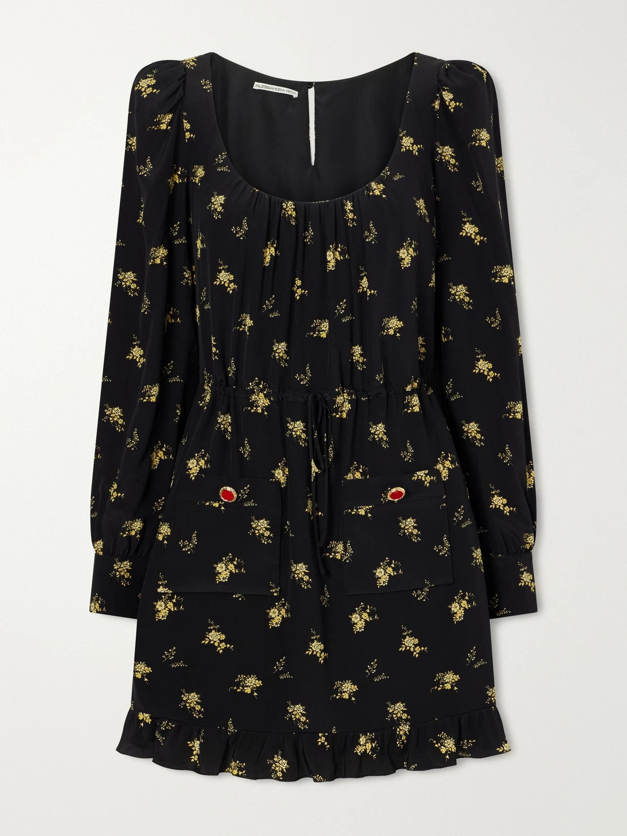 Ruffled Floral-print Crepe Mini Dress