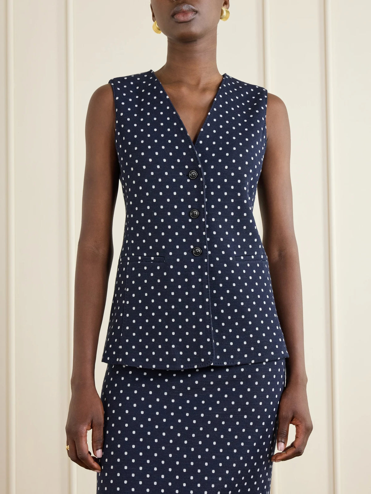 Max Mara Polka-dot Woven Waistcoat