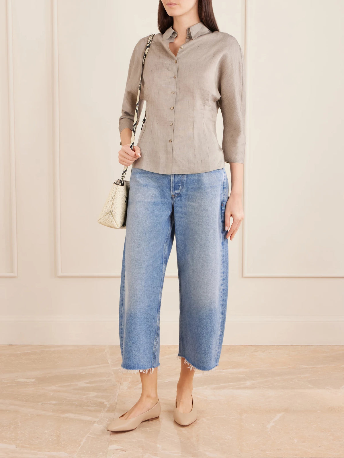 Image of Jeans. Product name - Ayla Mid-rise Wide-leg Jeans in Mid denim colour by brand - Citizens of Humanity