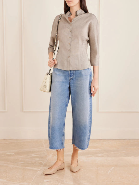 Image of Jeans. Product name - Ayla Mid-rise Wide-leg Jeans in Mid denim colour by brand - Citizens of Humanity