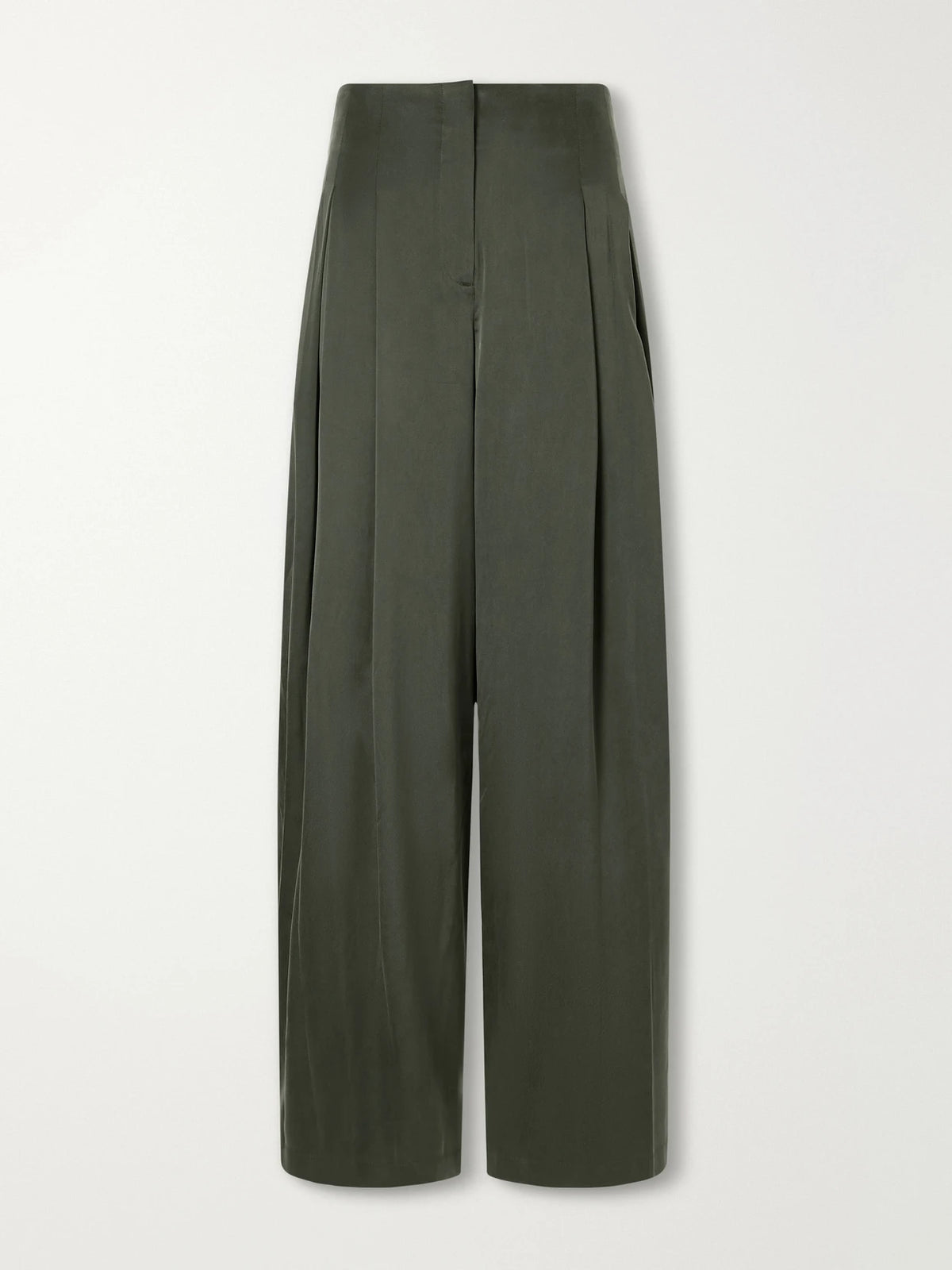 TWP Drew Pleated Silk-blend Charmeuse Mid-rise Wide-leg Pants
