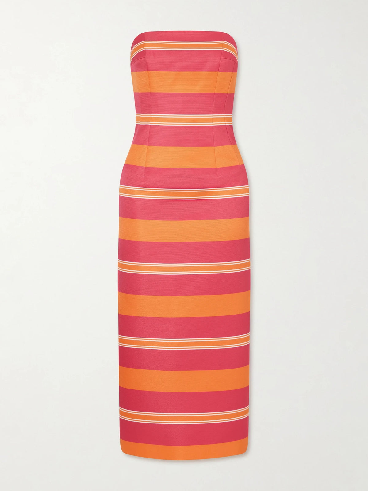 + Manolo Blahnik Leila Striped Taffeta-faille Midi Dress