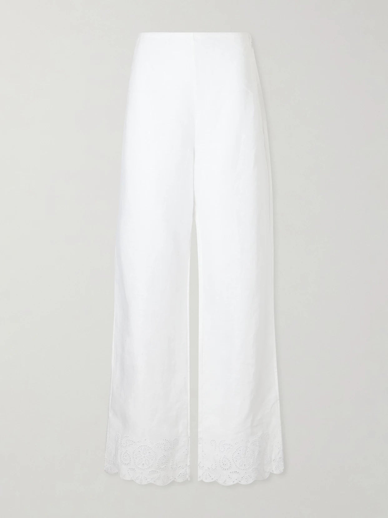 Oscar Embroidered Linen Straight-leg Pants