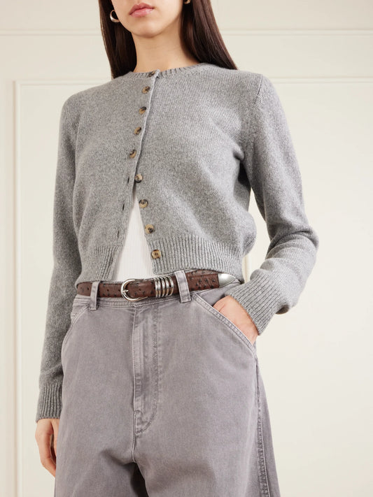 Image of Belts. Product name - Hollyhock Ostrich-effect Leather Waist Belt in Dark brown colour by brand - Déhanche