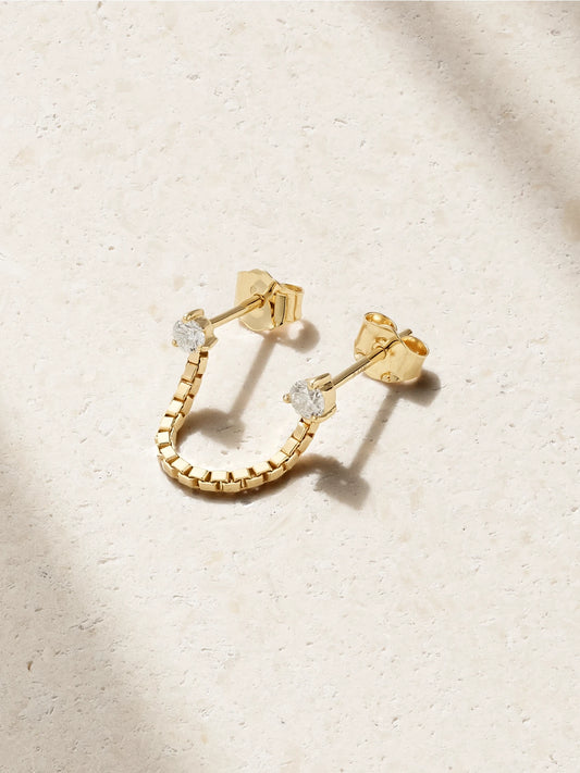 Block Chain 14-karat Gold Diamond Single Earring