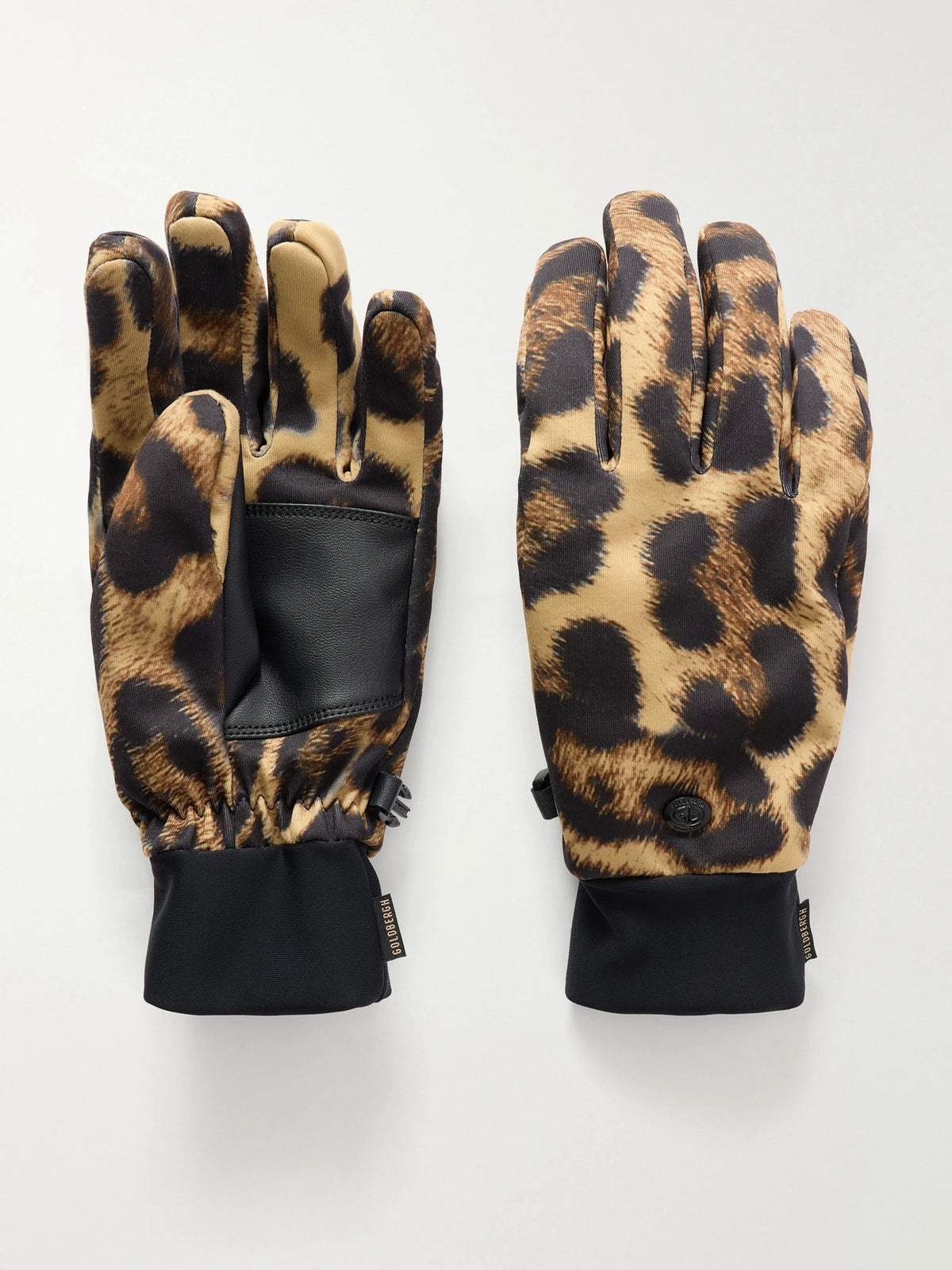 Softy Padded Jaguar-print Ski Gloves