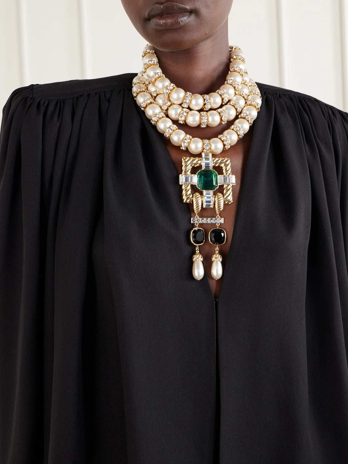 Image of Necklaces. Product name - Hypergoutte Embellished Gold-tone Necklace in Multi colour by brand - Valentino Garavani