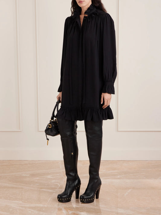 Image of Boots. Product name - Studded Leather Over-the-knee Boots in Black colour by brand - Chloé