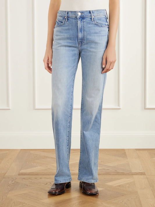 Mother The Kick It Double Sneak Mid-rise Straight-leg Jeans