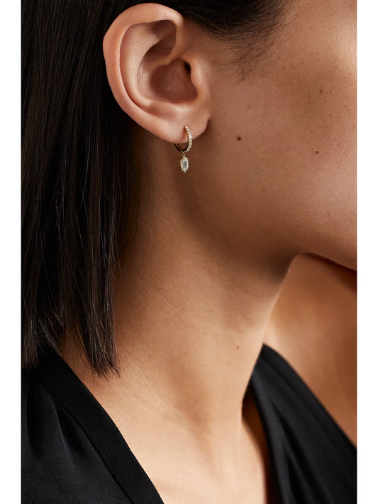 Image of Earrings. Product name - Huggies 18-karat Gold Diamond Single Earring in Multi colour by brand - Anita Ko