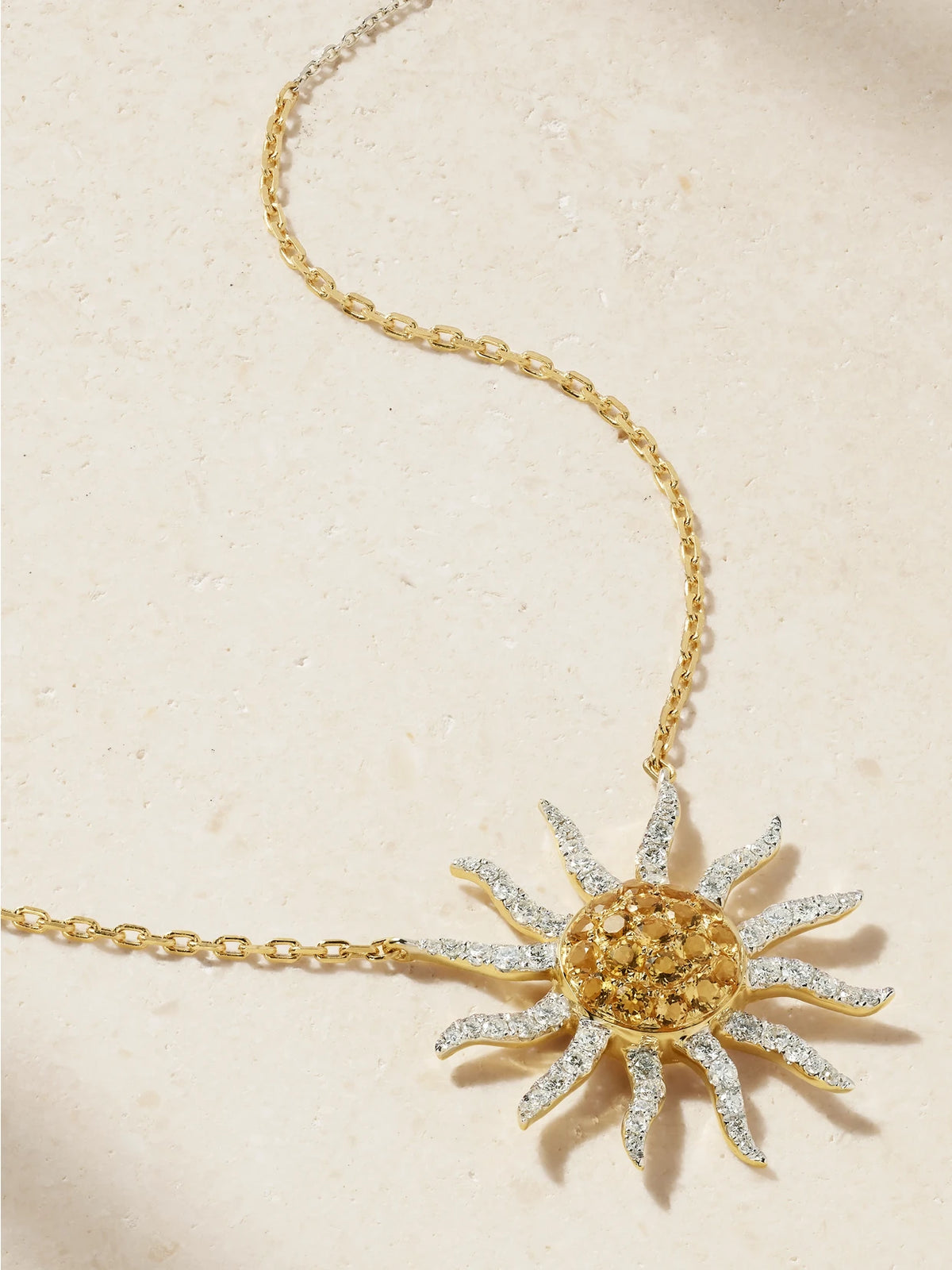 Soleil 18-karat White And Yellow Gold, Citrine And Diamond Necklace