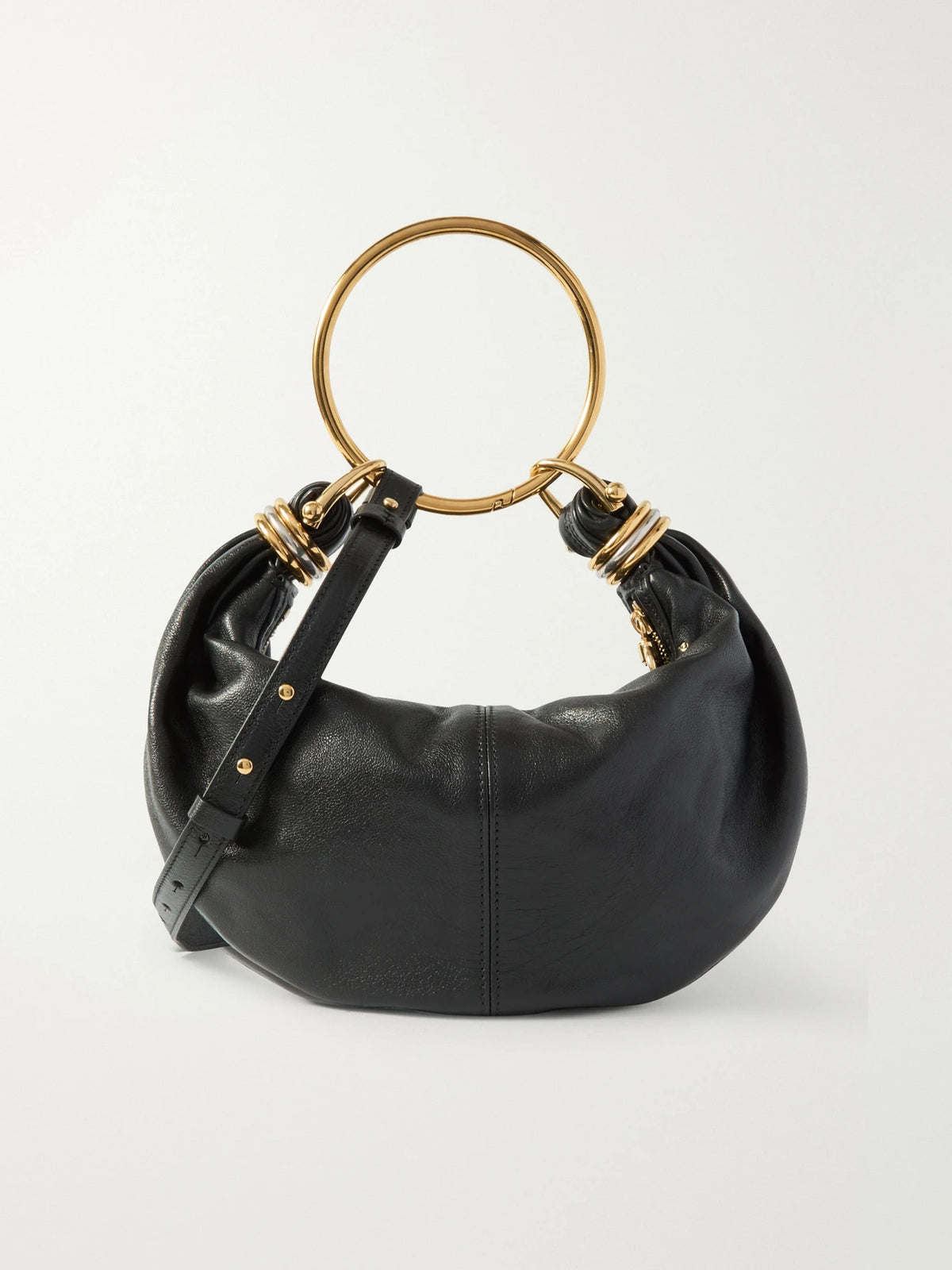 Bracelet Small Embellished Leather-trimmed Suede Shoulder Bag