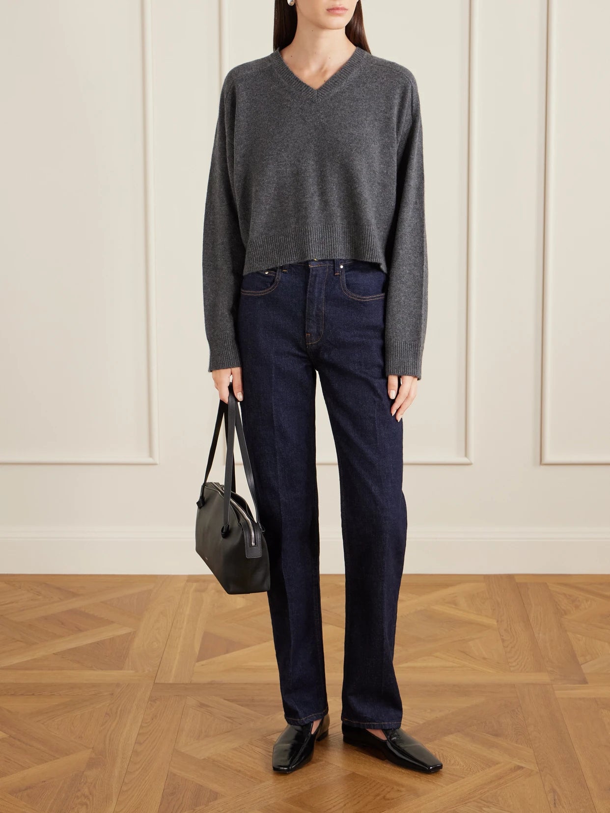 Image of Jeans. Product name - Flex Stretch High-rise Straight-leg Jeans in Indigo colour by brand - OSSOU