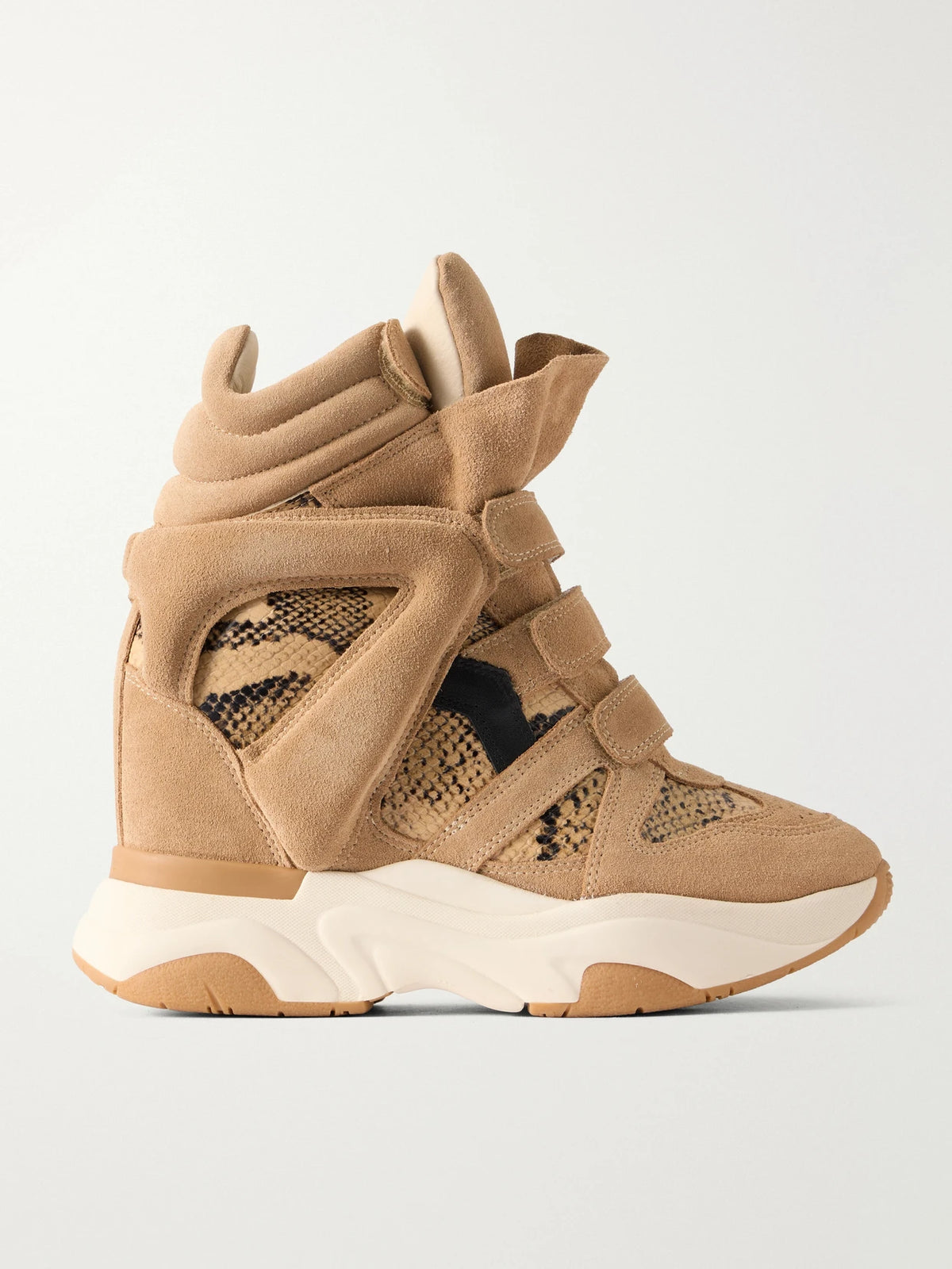 ISABEL MARANT Balskee Snake-effect Leather And Suede High-top Wedge Sneakers