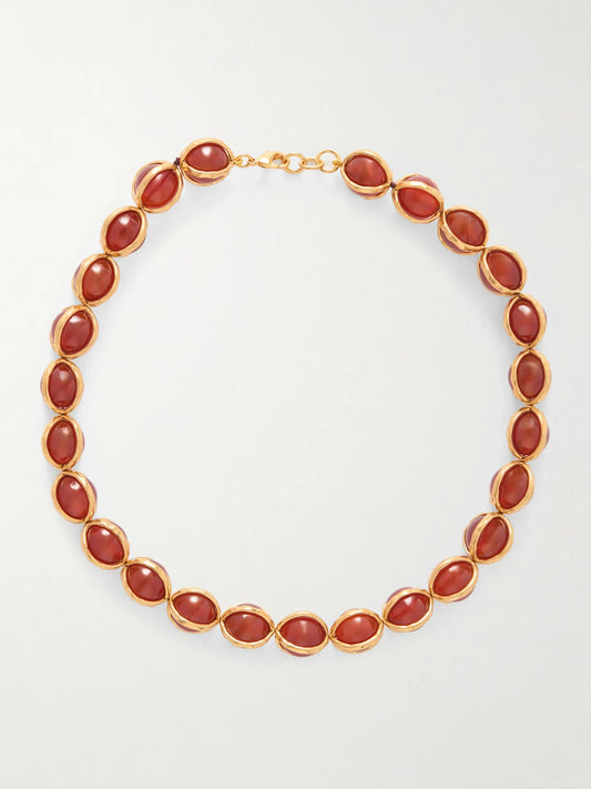 Gold-tone Agate Beaded Necklace