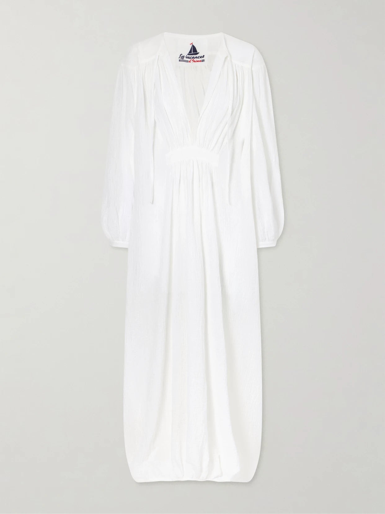 Hazy Gathered Cotton Maxi Dress