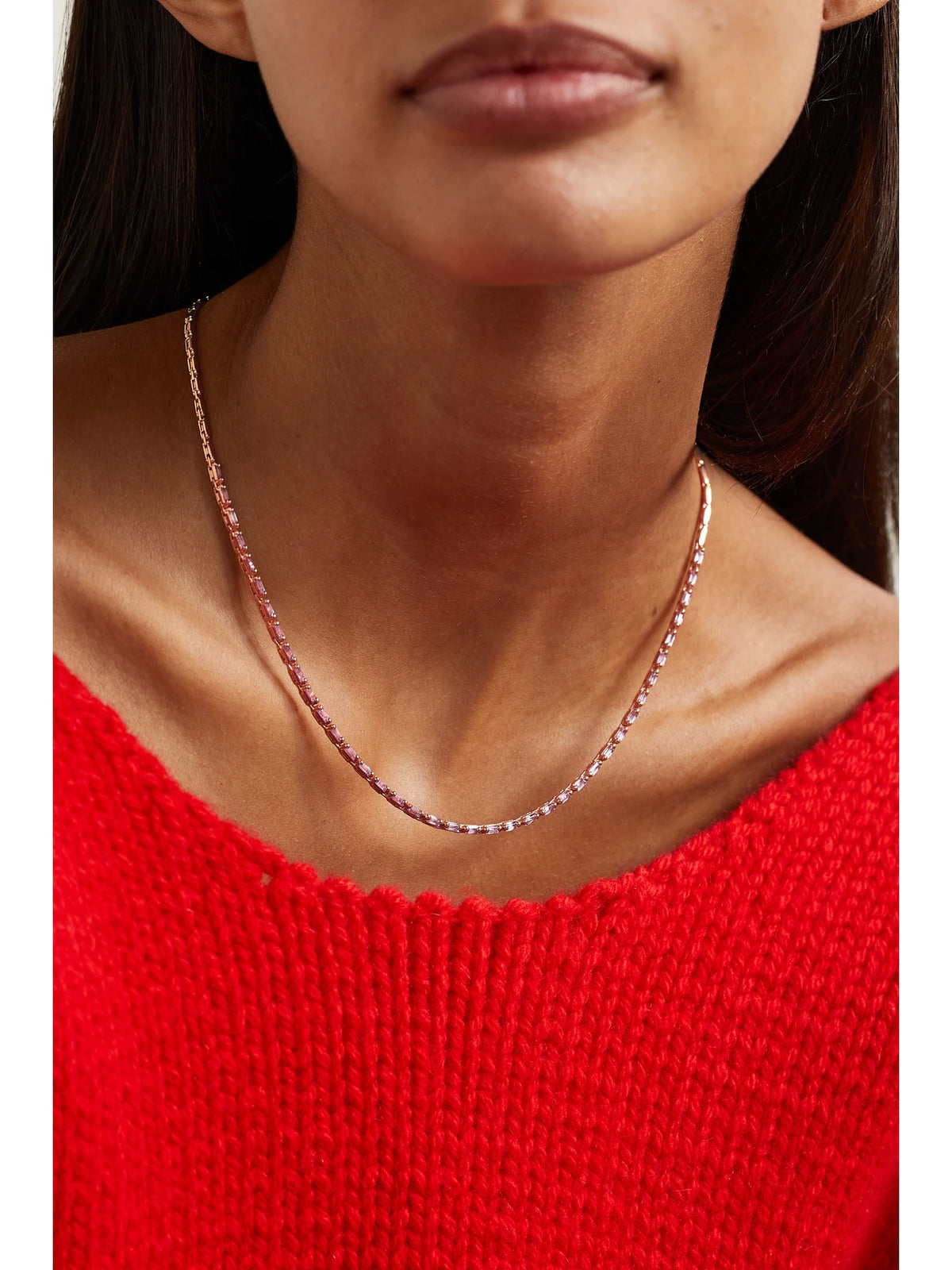 Image of Necklaces. Product name - 18-karat Gold Sapphire Tennis Necklace in Multi colour by brand - Suzanne Kalan