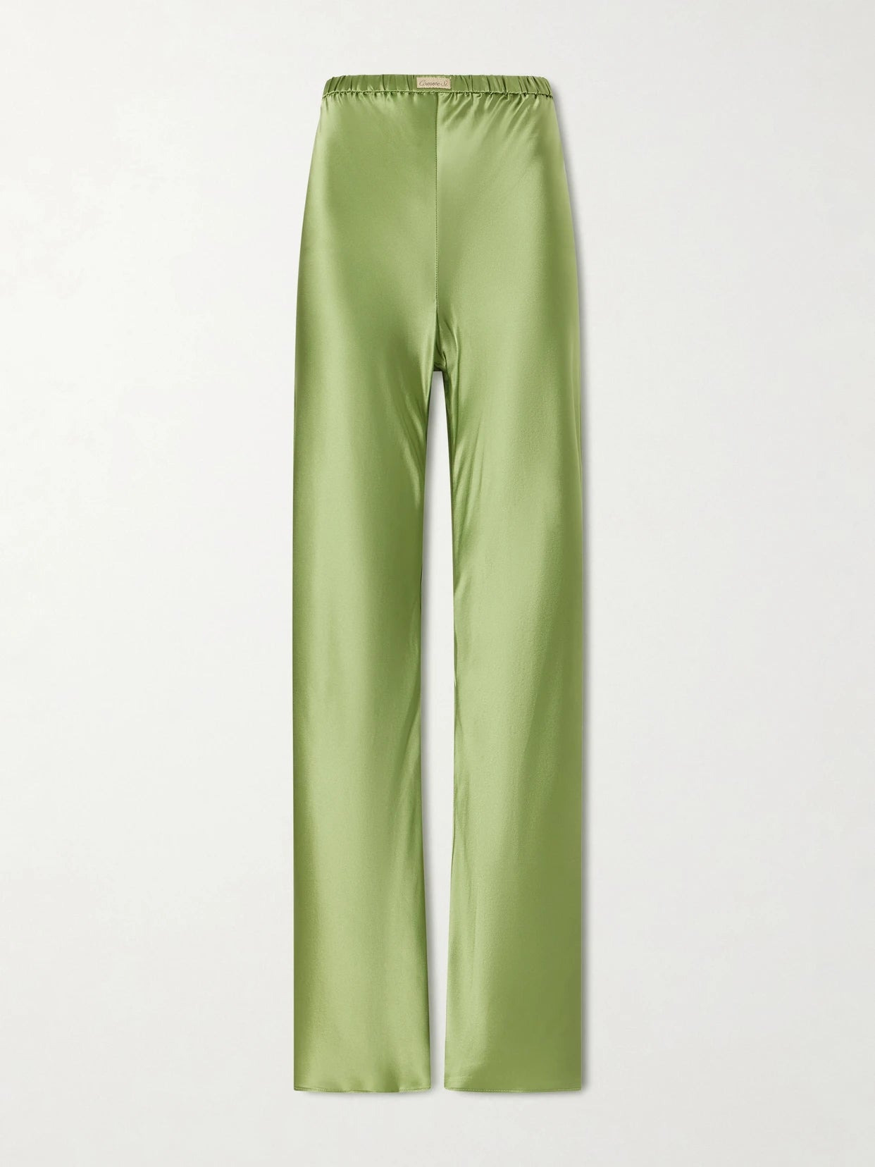 Image of a model wearing Pants. Product name - Silk-bias Straight-leg Pants in Green colour by brand - Comme Si