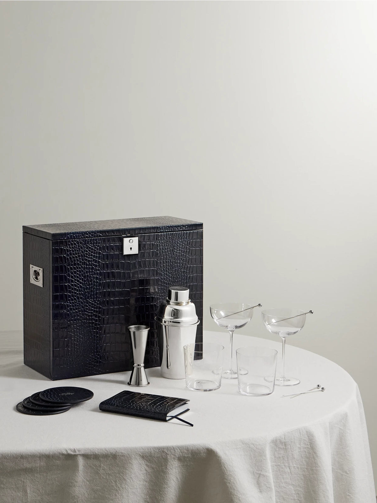 Mara Croc-effect Leather Bar Set