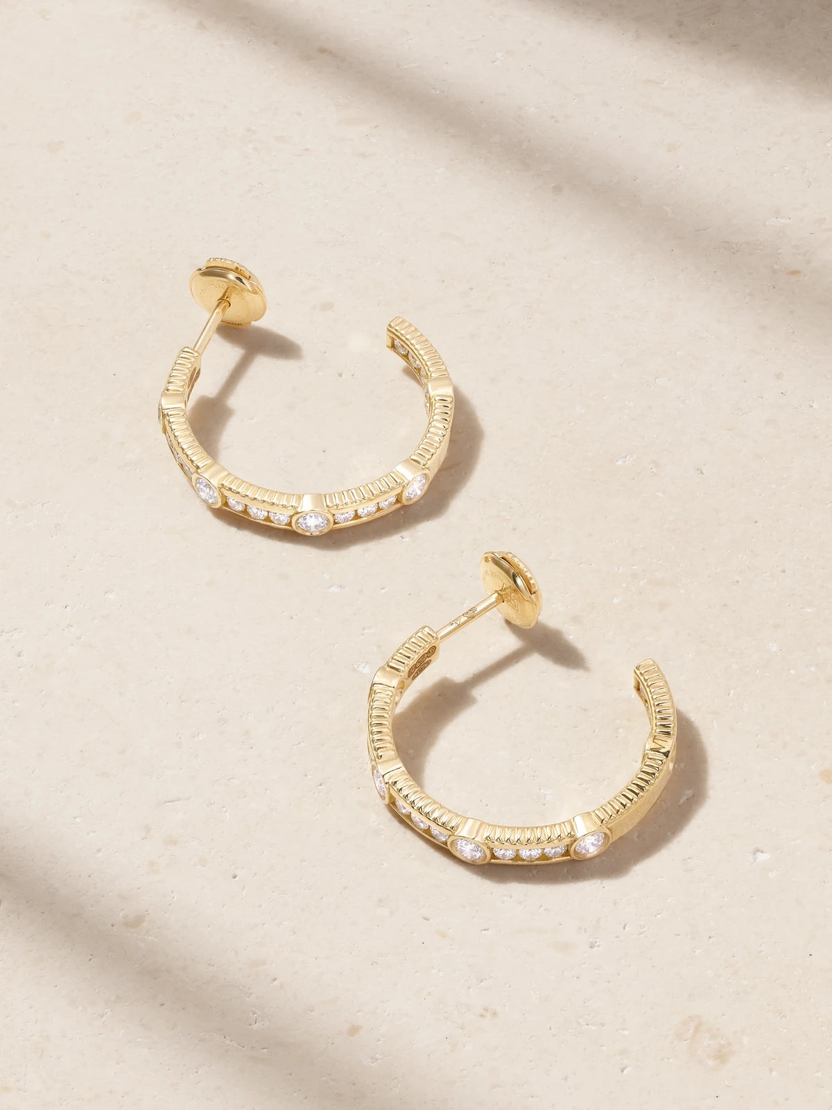 Rayon 18-karat Gold Diamond Hoop Earrings