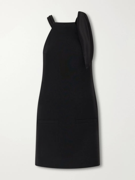 COURREGES Tie-detailed Logo-embroidered Crepe Mini Dress