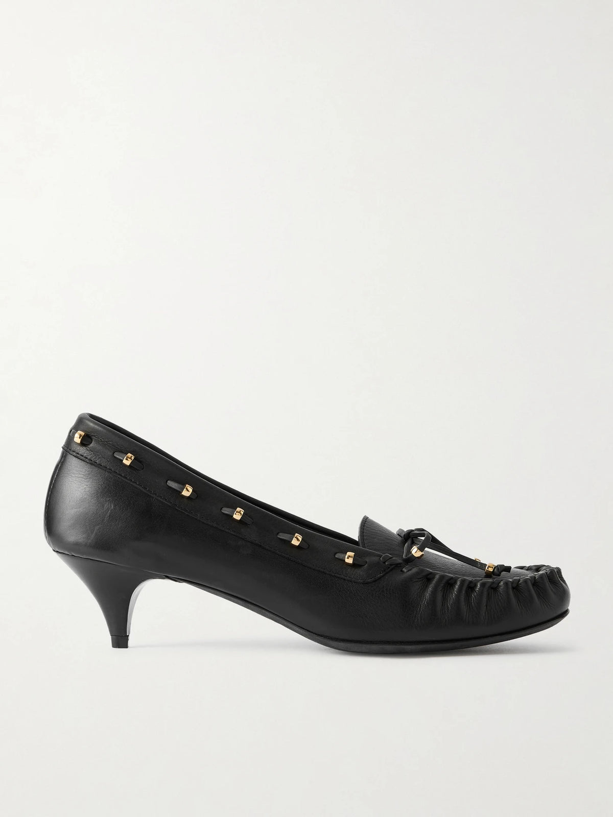 Milly Embellished Whipstitched Textured-leather Pumps