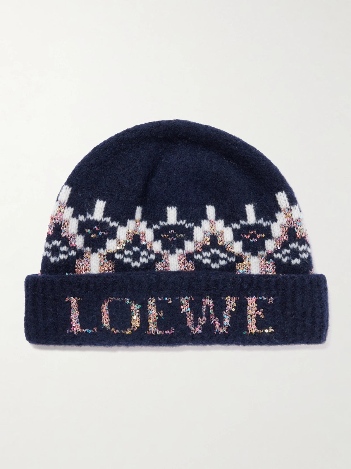 Sequin-embellished Fair Isle Wool-blend Beanie
