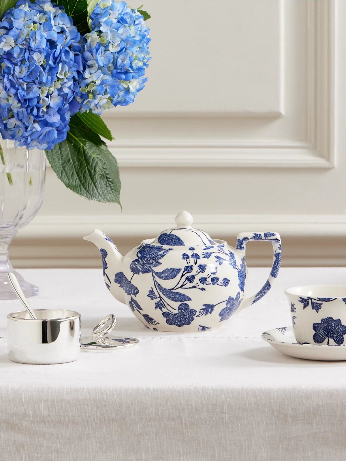 Image of Tableware. Product name - + Burleigh Garden Vine Floral-print Earthenware Teapot in White colour by brand - Ralph Lauren Home