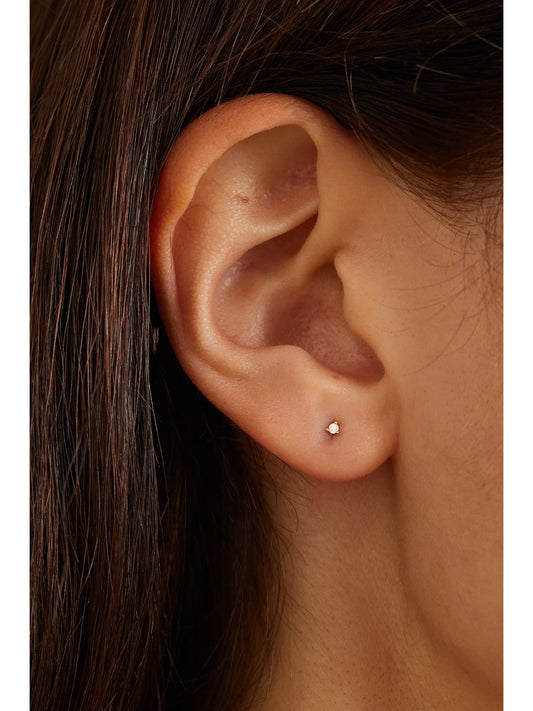 Image of Earrings. Product name - Teeny Gold Diamond Single Earring in Multi colour by brand - STONE AND STRAND
