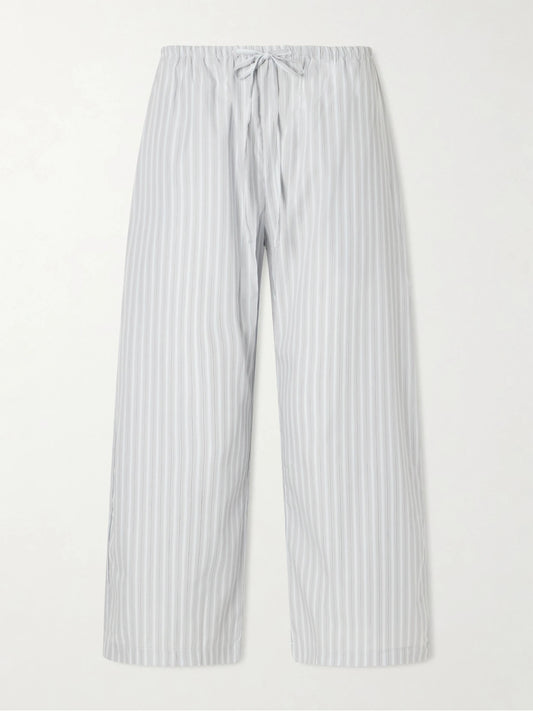 Yoshi Striped Cotton-blend Wide-leg Pants