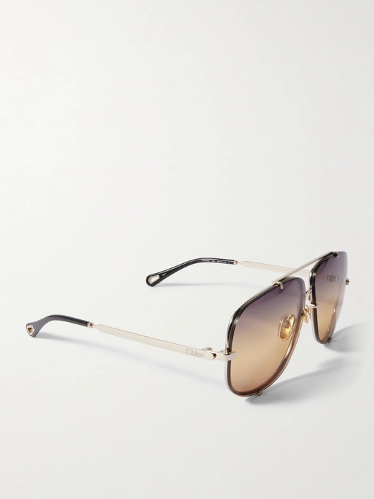 Ivy Aviator-style Gold-tone Sunglasses