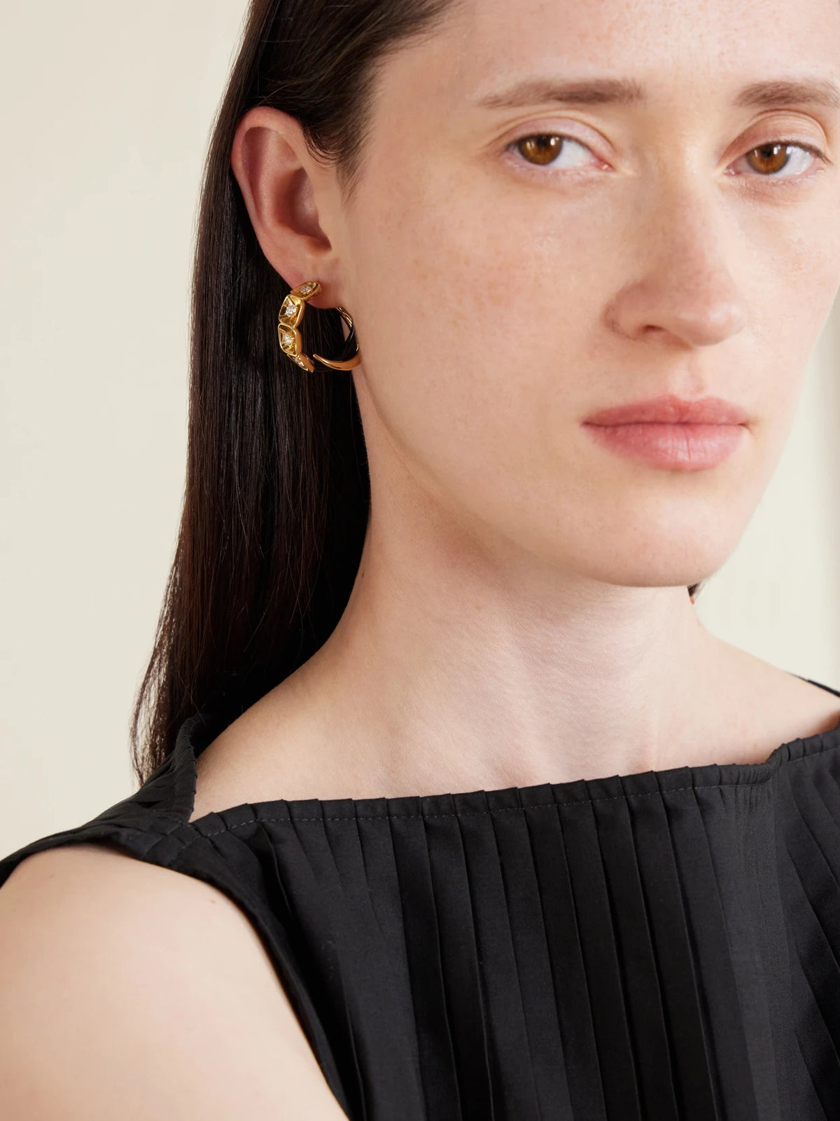 Image of Earrings. Product name - Look 18-karat Gold, Enamel And Diamond Earrings in Multi colour by brand - Nikos Koulis