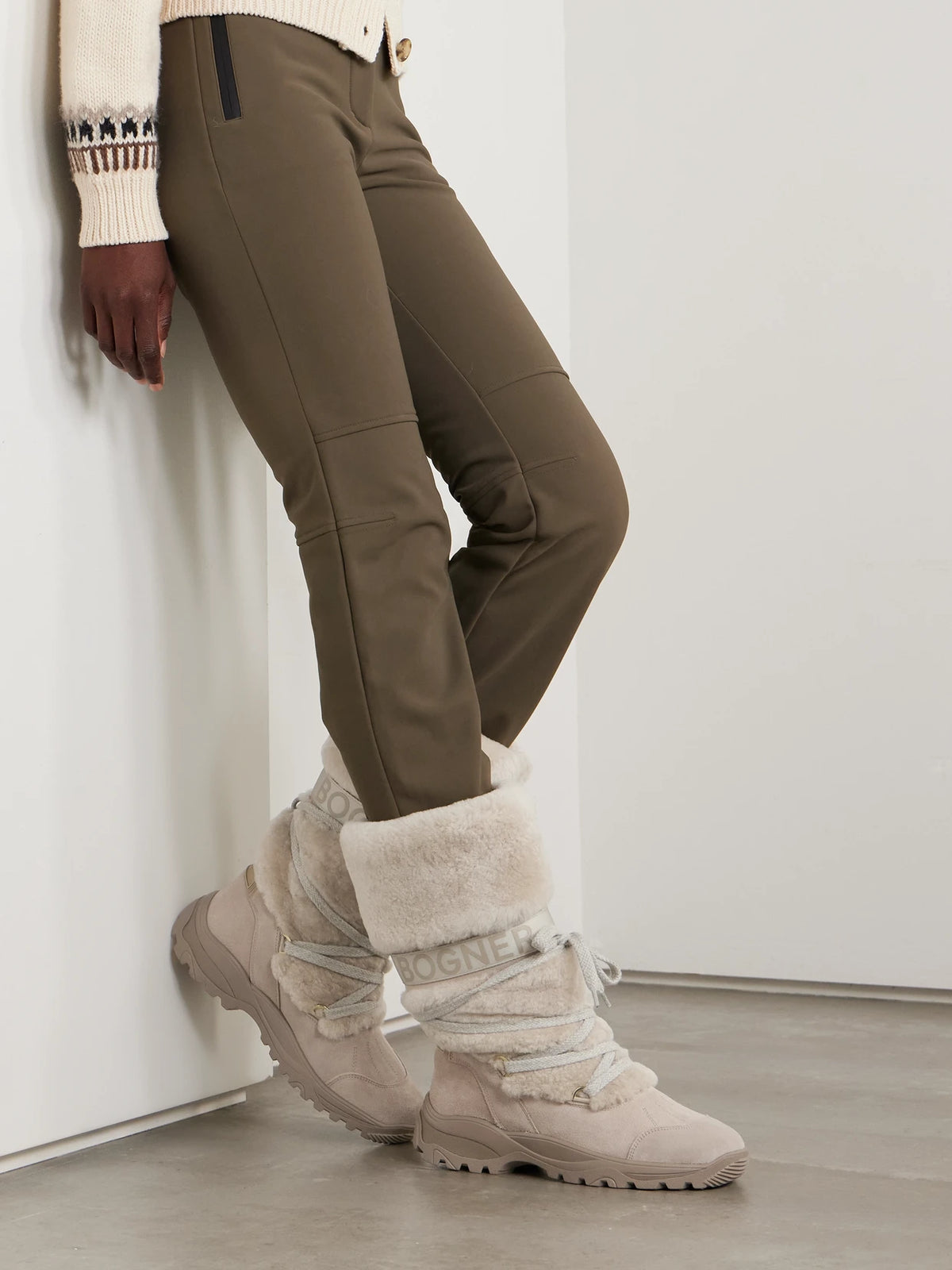 Alta Badia Shearling And Suede Ankle Boots