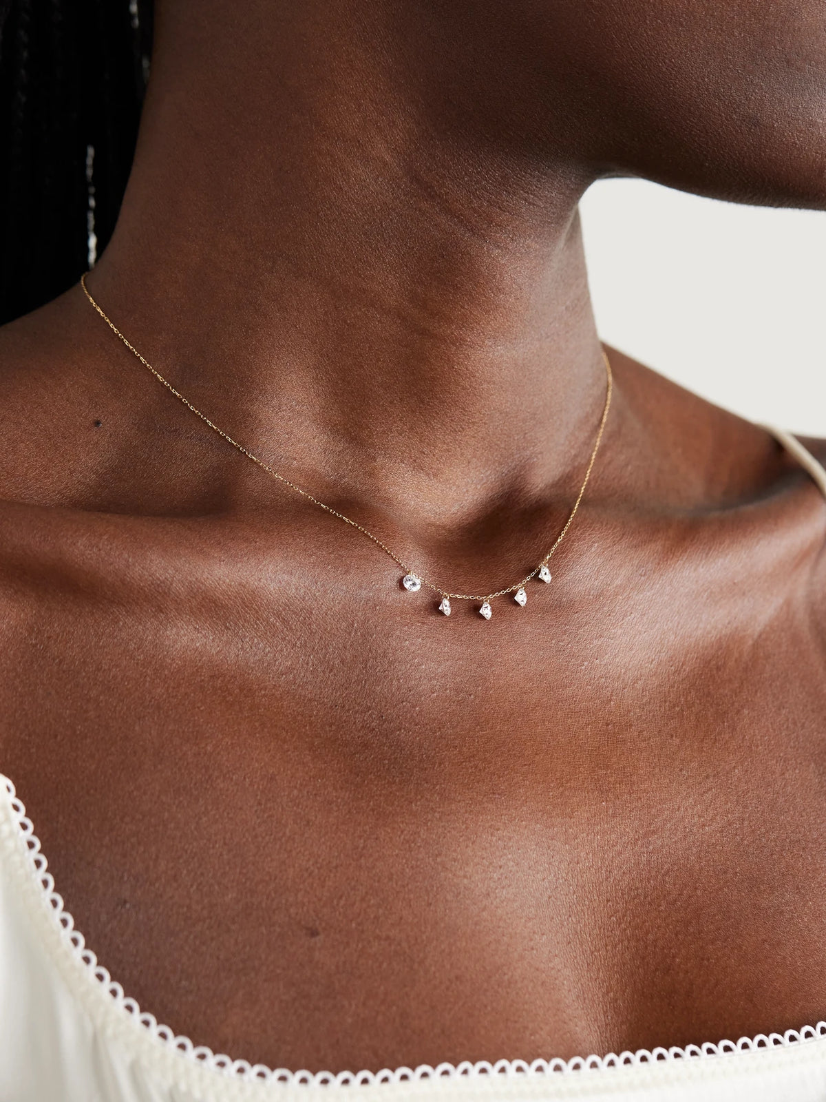 Image of Necklaces. Product name - Danaé 18-karat Gold Diamond Necklace in Multi colour by brand - Persée