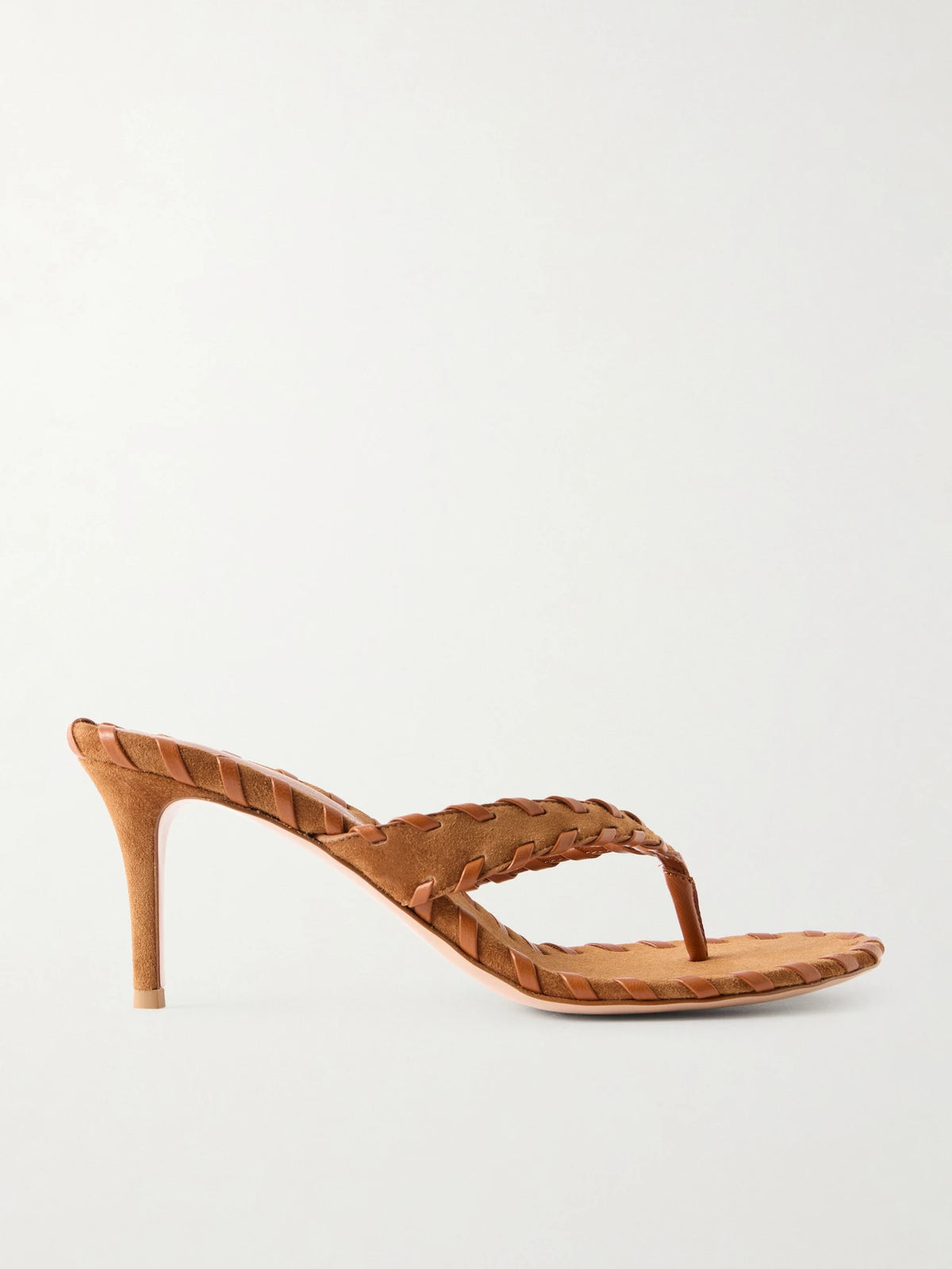 70 Whipstitched Leather-trimmed Suede Sandals