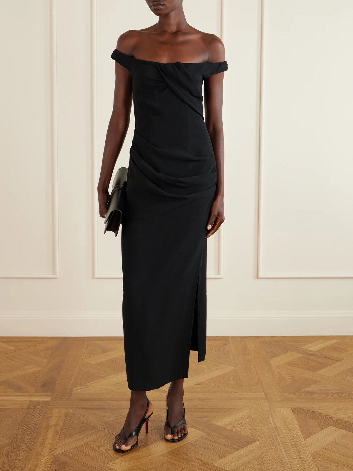 Image of Heels. Product name - Miss Z Infradita 80 Leather Sandals in Black colour by brand - Christian Louboutin