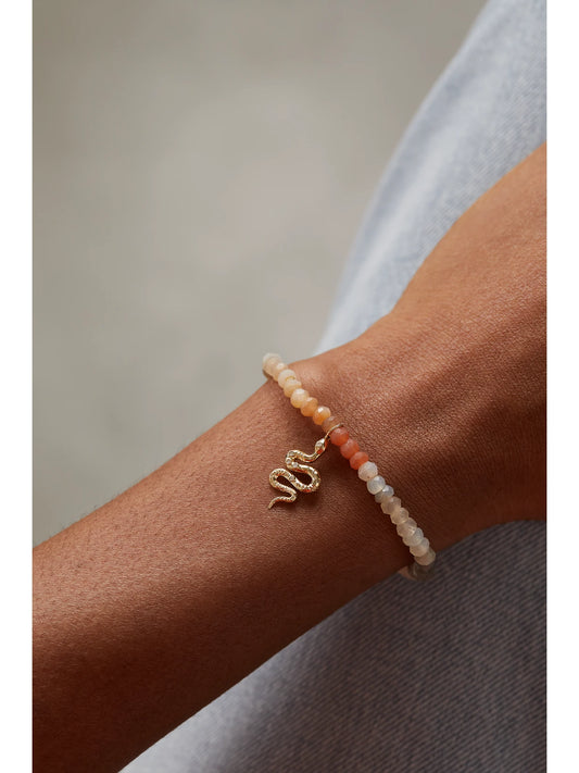 Image of Bracelets. Product name - Snake 14-karat Gold, Moonstone And Diamond Bracelet in Multi colour by brand - Sydney Evan