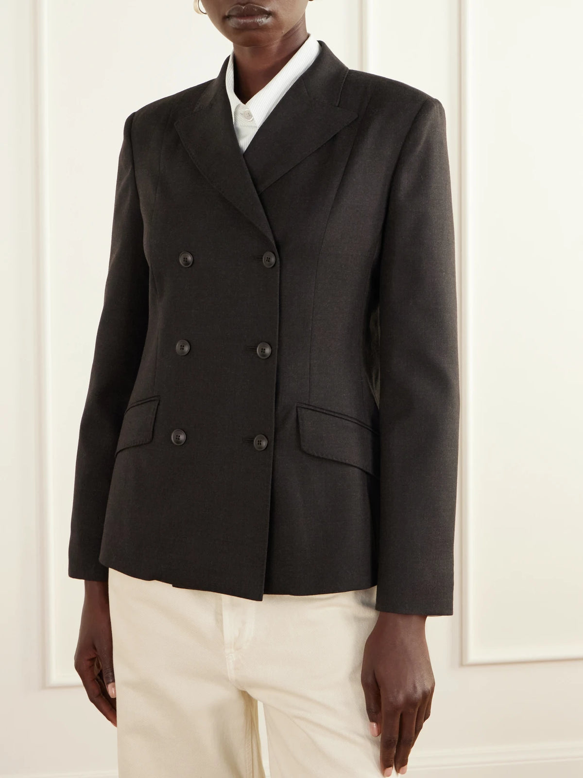 Max Mara Mirra Double-breasted Wool-blend Flannel Blazer