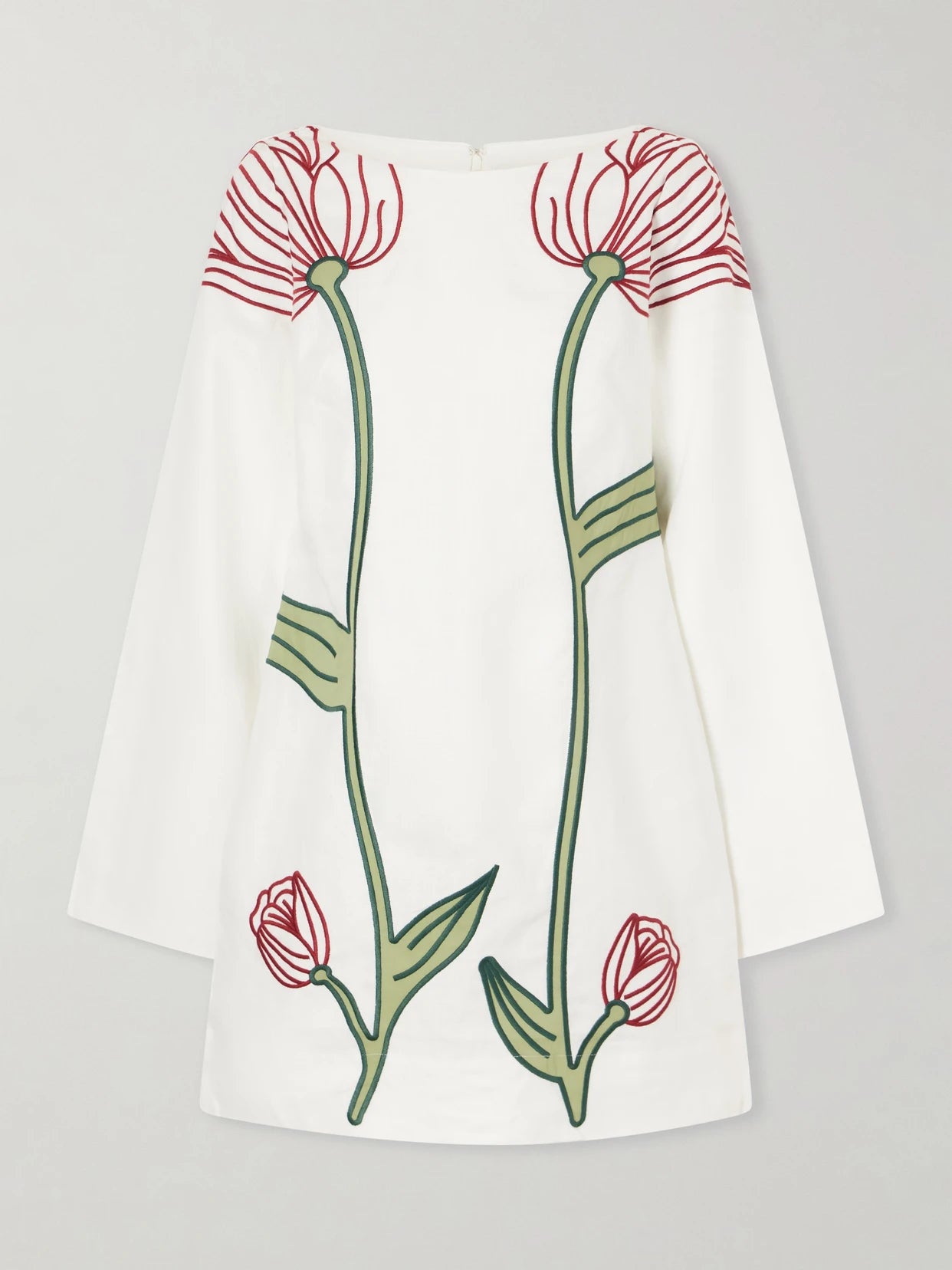 Image of Dresses. Product name - Flower Embroidered Linen Mini Dress in Off-white colour by brand - Farm Rio