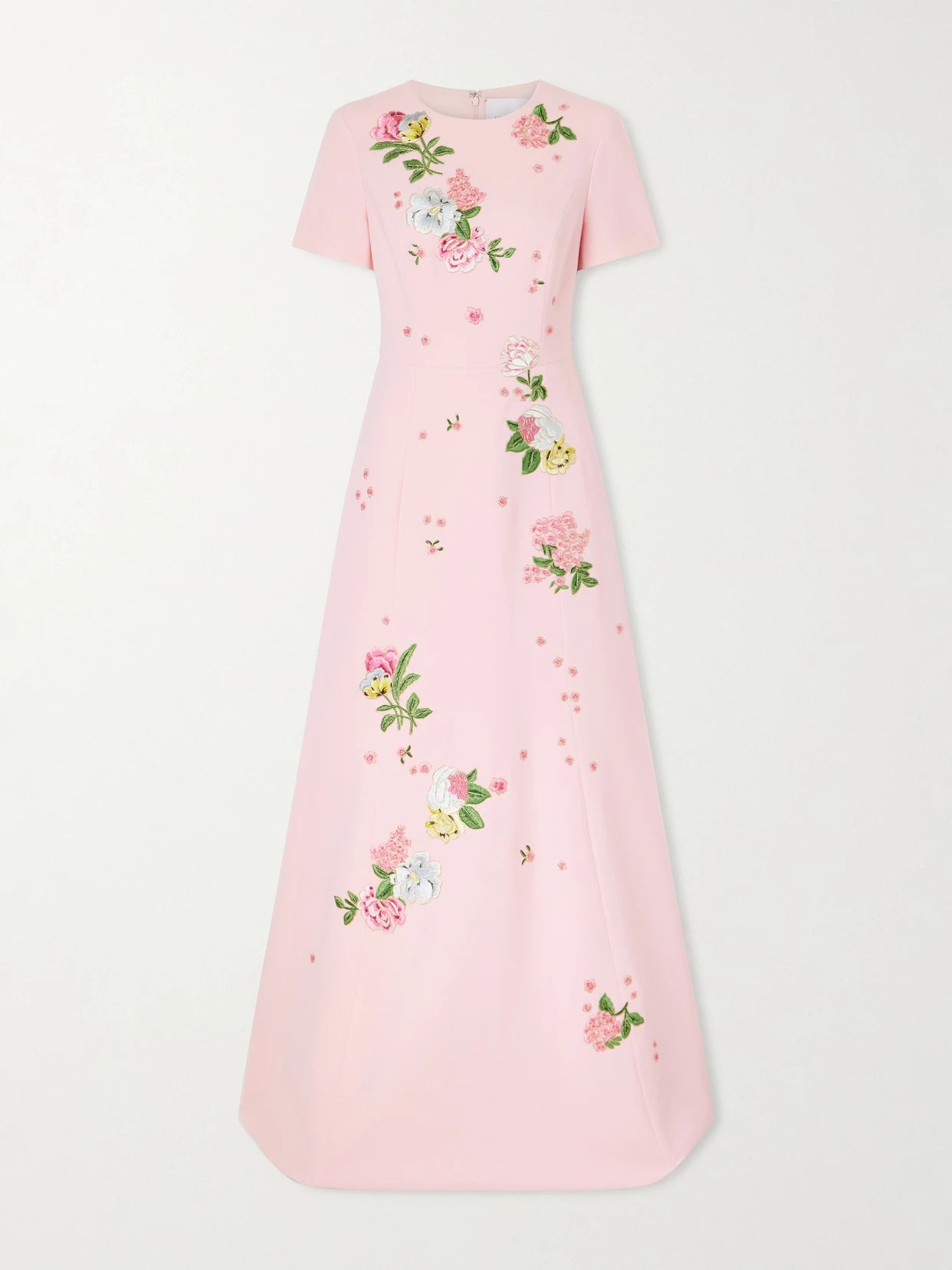 Floral-embroidered Crepe Gown