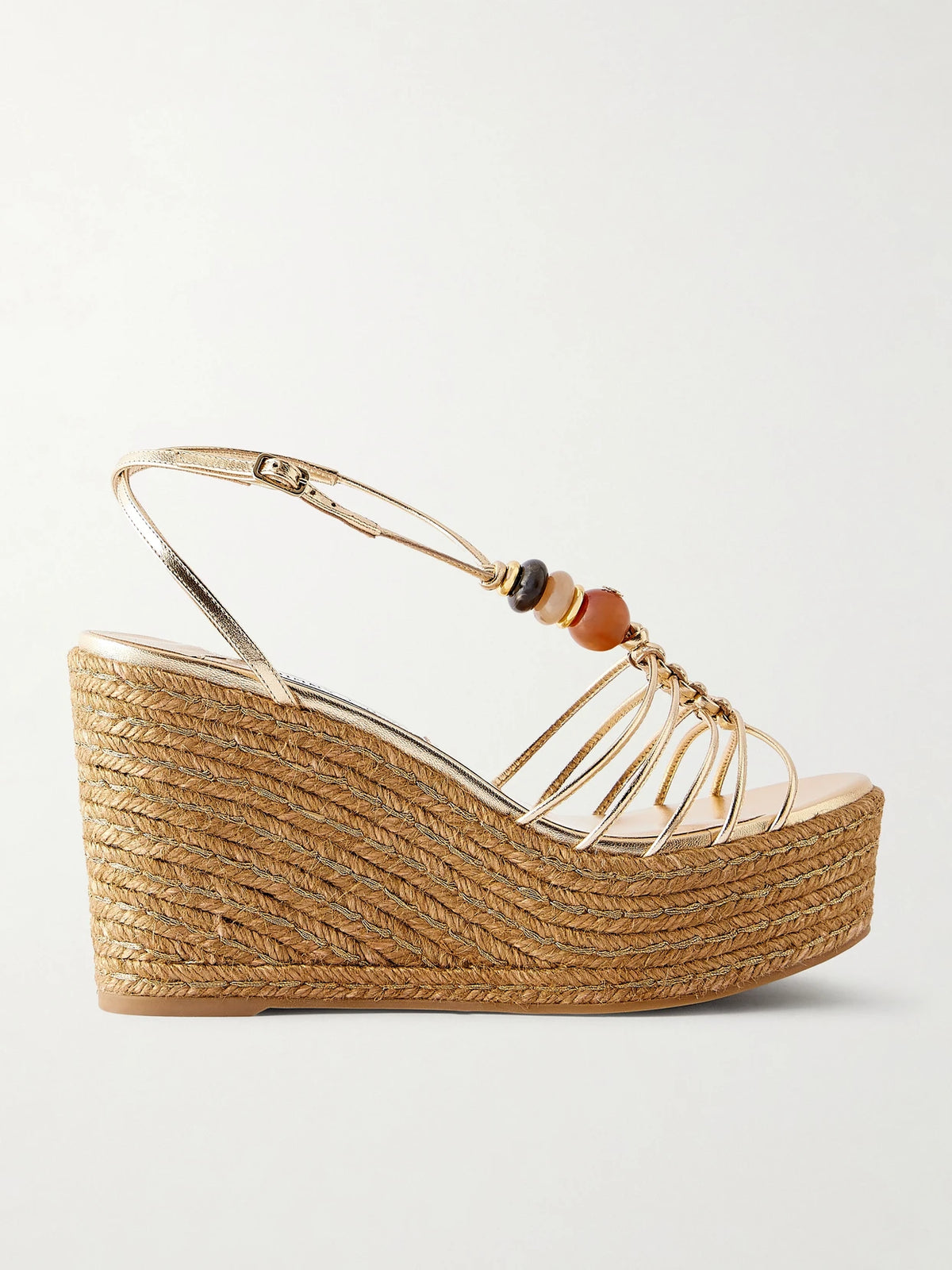 Lemi 100 Embellished Metallic-leather Platform Wedge Sandals