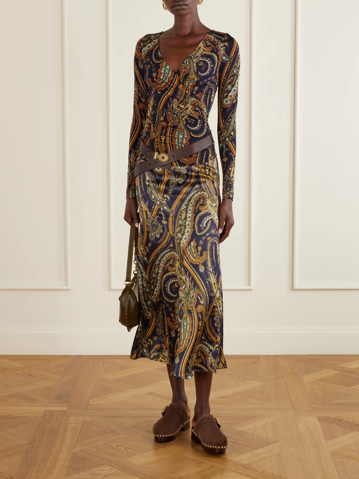 Image of Outfit Sets. Product name - Paisley-printed Jersey Blouse in Navy colour by brand - Etro