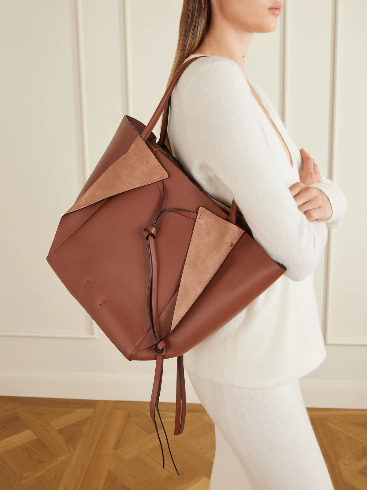 Image of Bags. Product name - Marija Leather Tote in Brown colour by brand - Gabriela Hearst