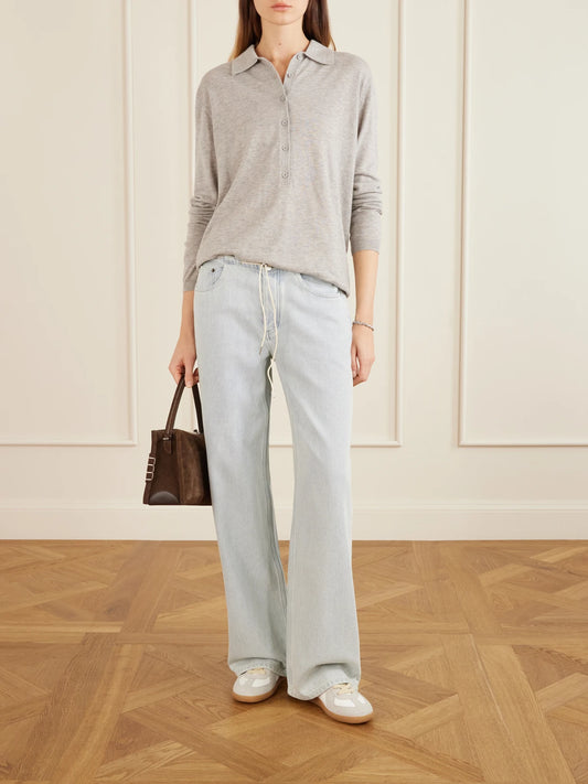 Image of Jeans. Product name - Cool Wide-leg Jeans in Light denim colour by brand - Still Here