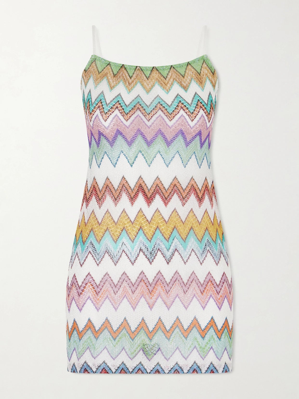 Image of Dresses. Product name - Striped Metallic Crocheted-knit Cover-up in Multi colour by brand - Missoni