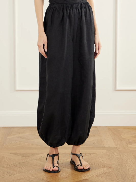 Faithfull Kortez Balloon Gathered Linen Woven Tapered Pants